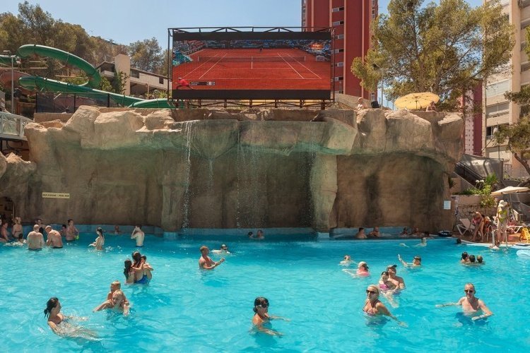 Led tv giant in the pool Magic Rock Gardens Hotel Benidorm